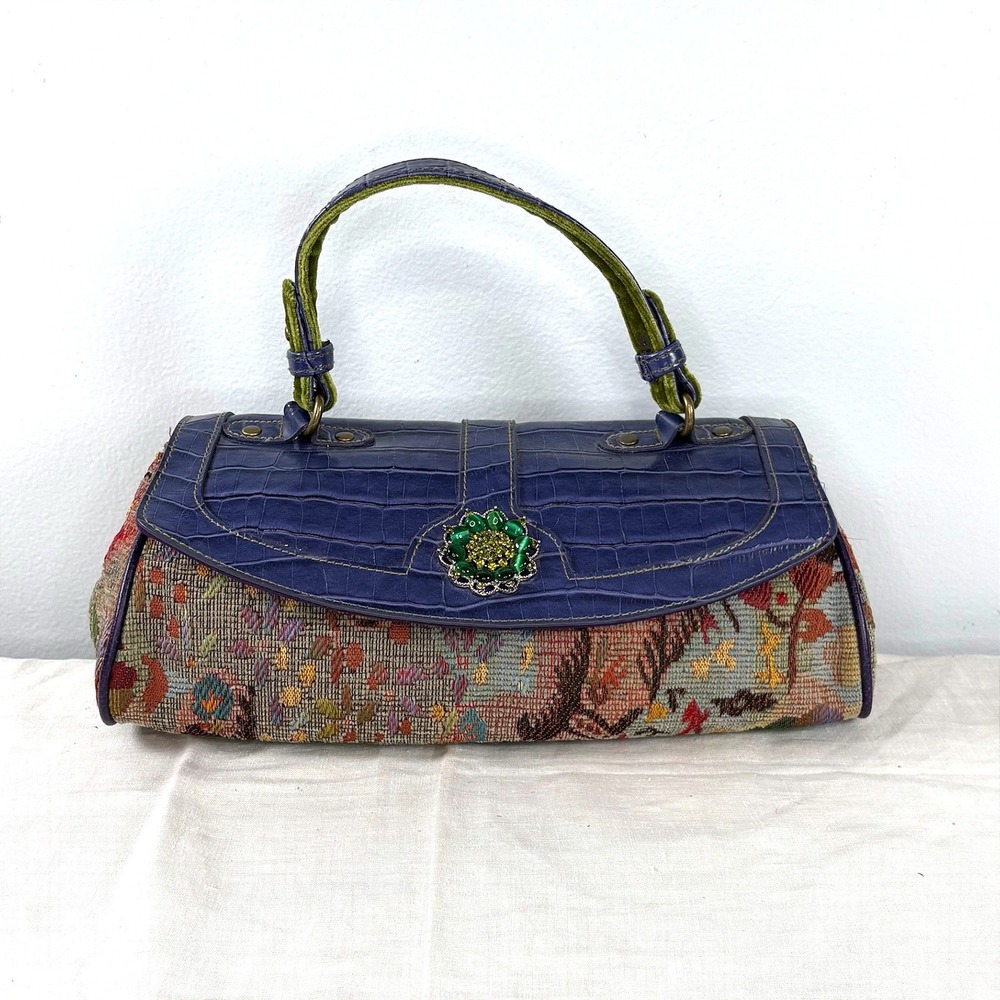 Kate Landry Tapestry Croc Embossed Handbag